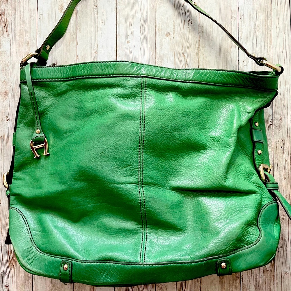 Etienne Aigner Green leather slouchy shoulder bag